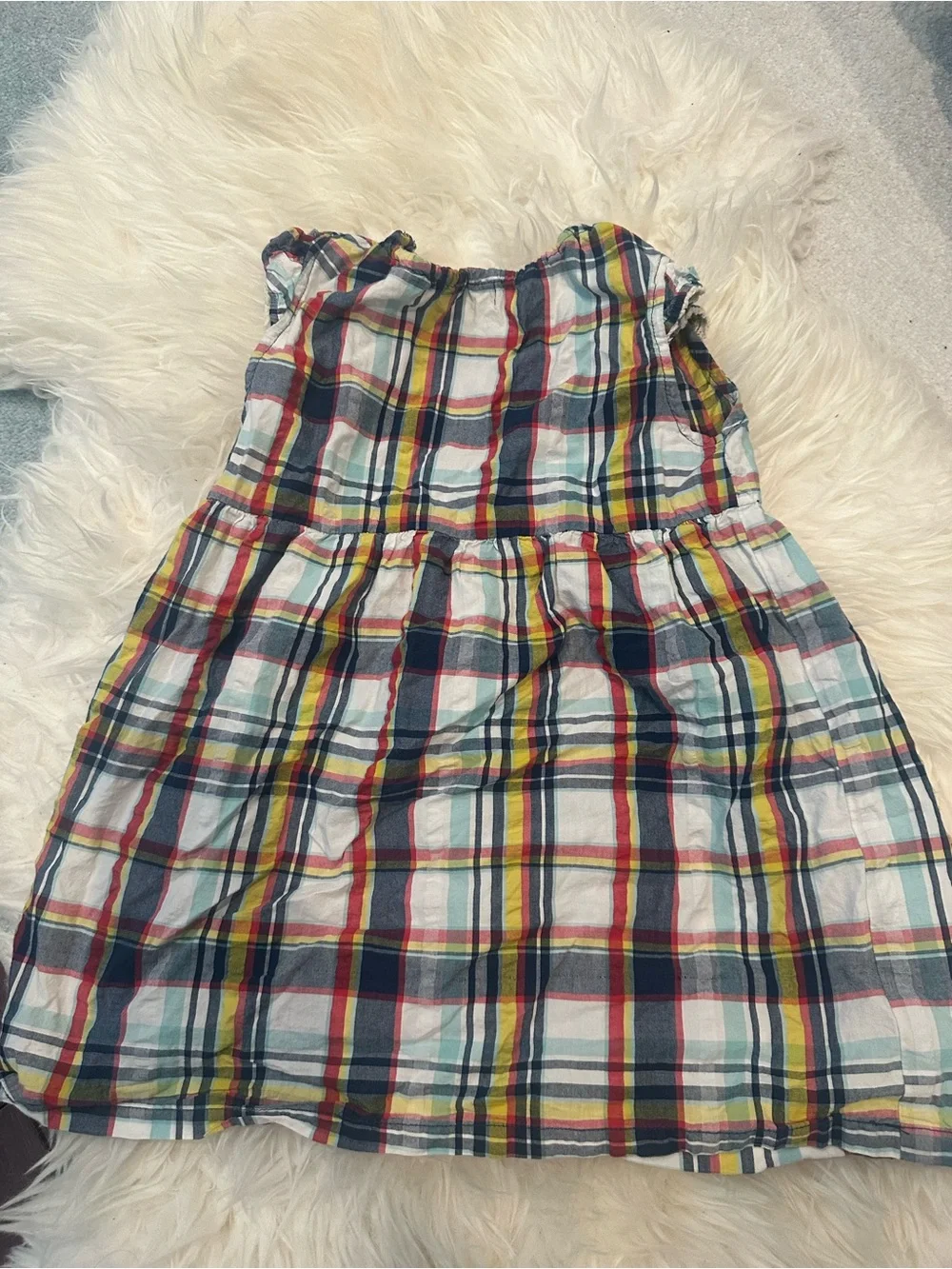 Plaid Cotton Girls' Sundress in Multicolor